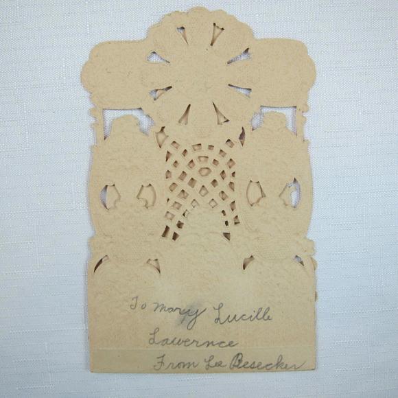 Vintage Valentine Pop Up 3D Die Cut Honeycomb Girl Boy Gardener Germany 1920-30s - Picture 6 of 12